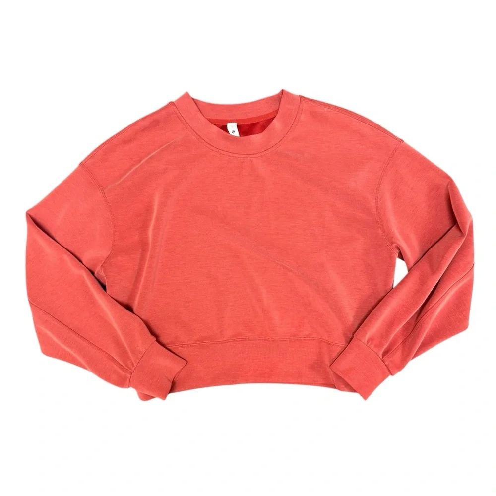 Lululemon Perfectly Oversized Cropped Crew Sweatshirt Softstreme Cayenne Red 0